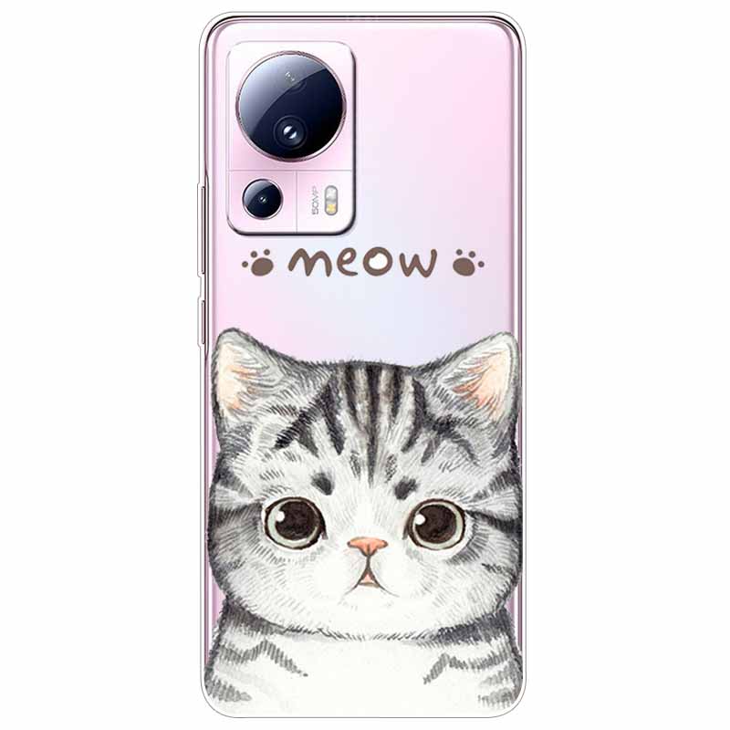 For Xiaomi 13 Lite 5G Case 13Lite Clear TPU Soft Lovely Cats Silicone Print Cover for Xiaomi Mi 13 Lite Transparent Xiaomi13Lite