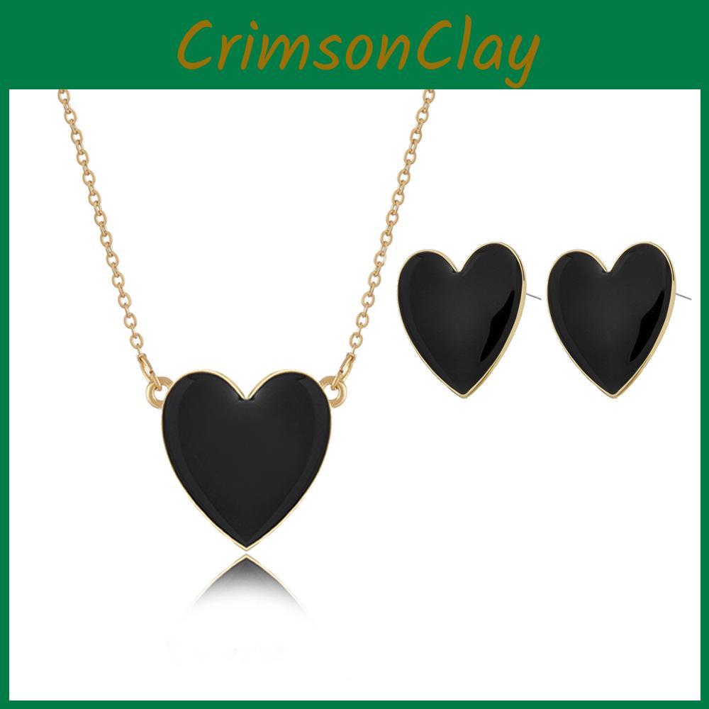 Elegant Geometric Design Necklace And Earring Set In Blue And Black Colors