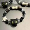 Trendy Lucky Cat Bracelet Natural Stone Cute Beads Bangle Adjustable Hand Chain