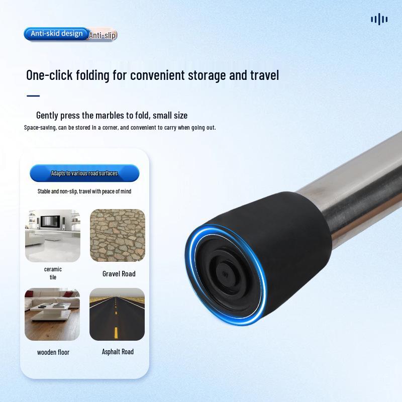 Folding Stainless Steel Walker & Cane Aid for Elderly