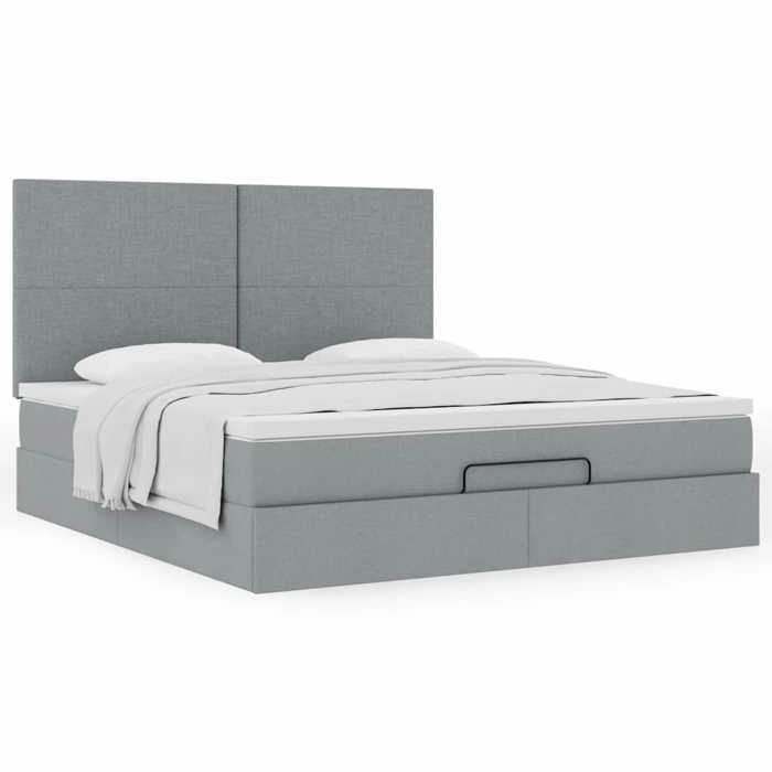Maison Exclusive - Cadre de lit ottoman et matelas gris clair 160x200cm tissu