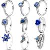 Blue 925 Sterling Silver Ring Rings for Women Fashion Jewelry Accessories Moon Snowflake Heart Gifts Wedding 2025