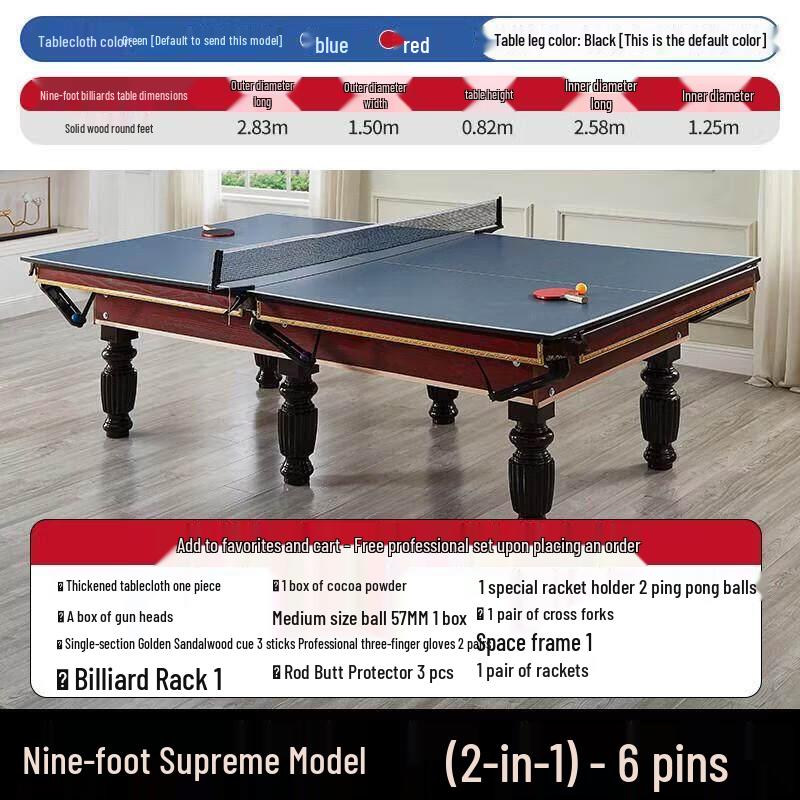 Jundingying 2-in-1 Billiard & Ping-Pong Table