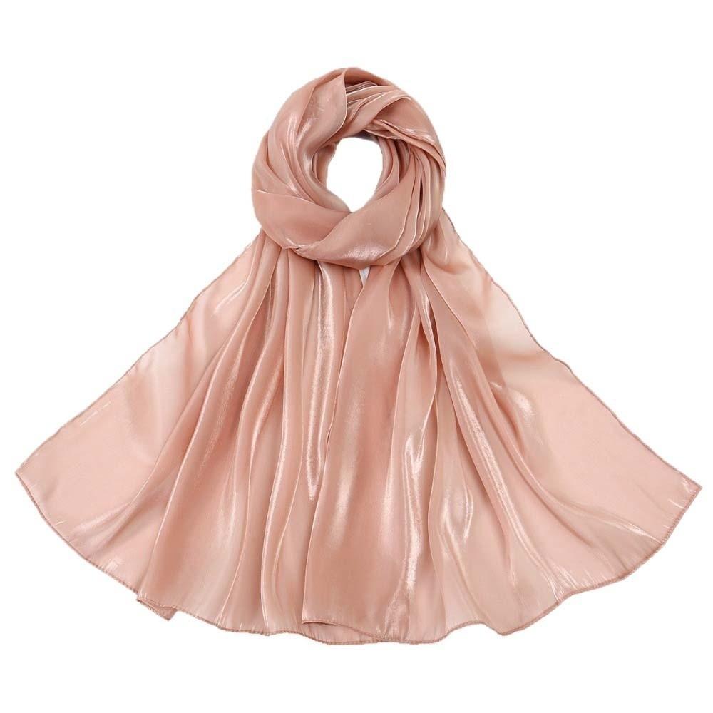 Long Chiffon Hijab Scarf Sunscreen Thin Large Shawl Sweet Smooth Silk Headscarf  Head Wrap розовый