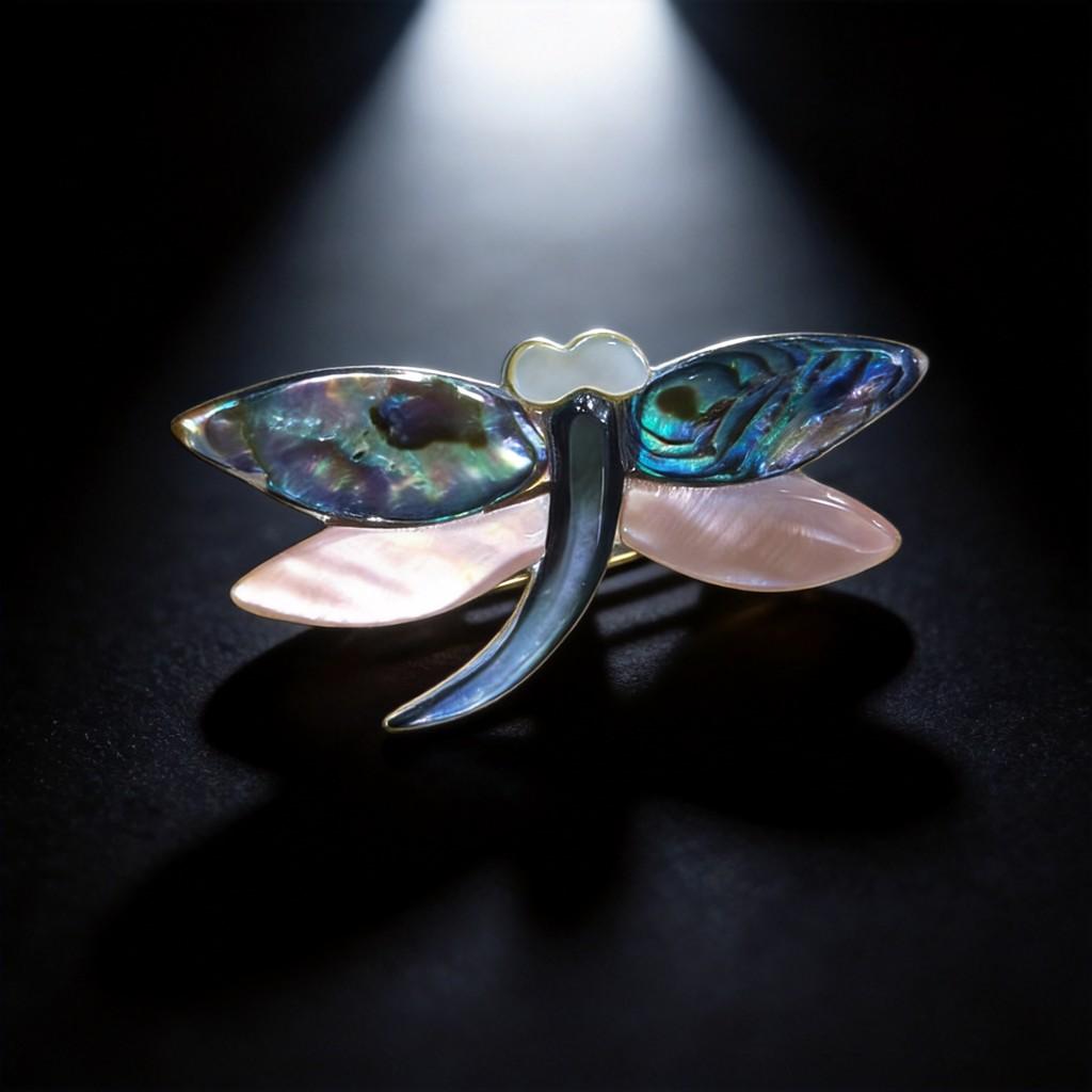 Shell Dragonfly Cartoon Brooch With Handcrafted Inlay For Girls And Women