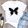 T-shirt Donna Con Farfalla Dipinta A Olio - Fronage Top Estivo Con Scollo A V E Maniche Corte, Multicolore