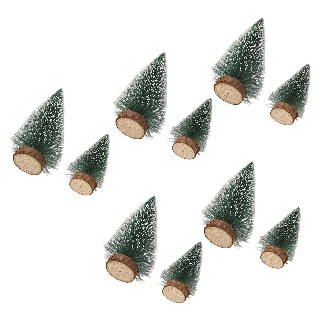 10Pcs Christmas Pine Tree Decor Set Xmas Small Ornament Tabletop Artificial Tree