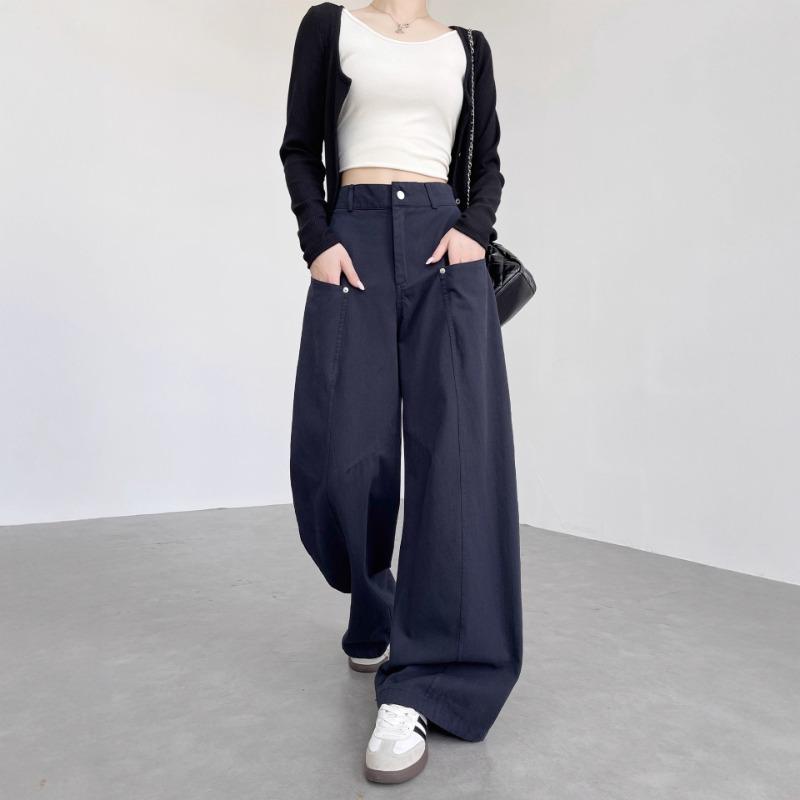 Wide leg pants women's autumn new straight pants high waist drape retro loose scimitar jeans