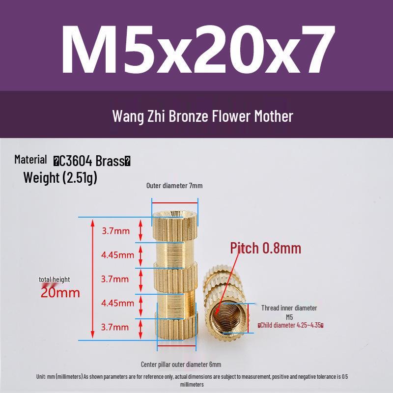 M1-M10 Knurled Brass Heat Insert Nut for Injection Molding