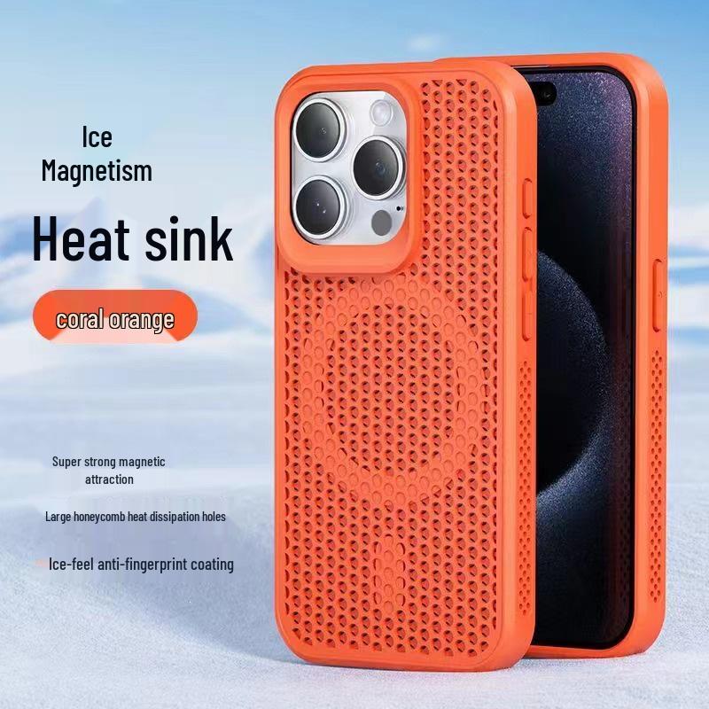 Compatible iPhone Honeycomb Heat Dissipation Magnetic Case: Personalized Anti-Drop Protection for iPhone 13, 14, 15 Pro Max, 16.