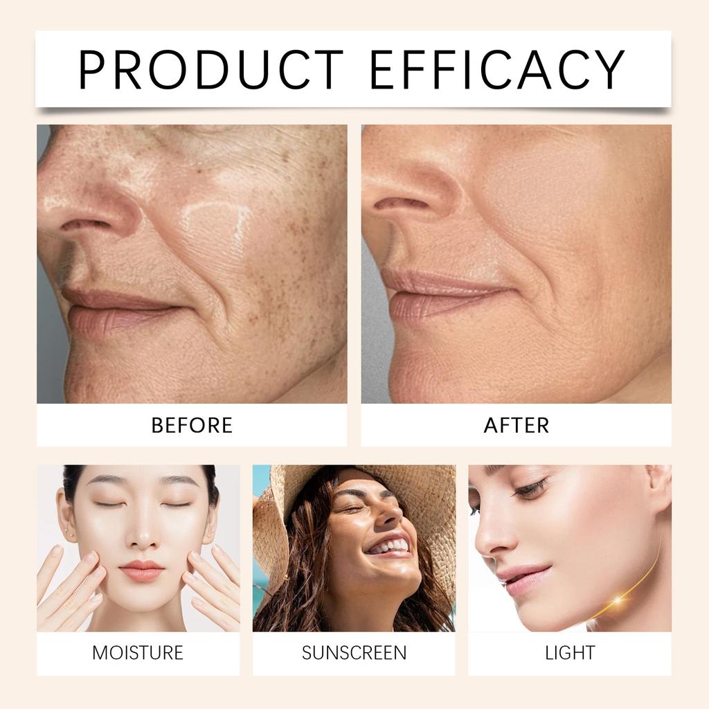 zephoco Liquid Foundation SPF 50 Sunscreen Serum: Medium Spectrum Moisturizing Base Makeup with Aloe & Hyaluronic Acid, 30g