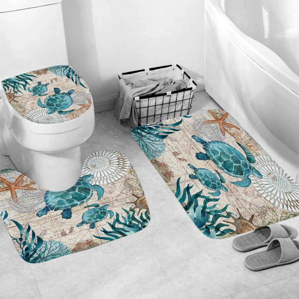 Eco-friendly Sea Turtle Octopus Shower Curtain Featuring Soft Polyester Fiber And Easy Installation Hooks