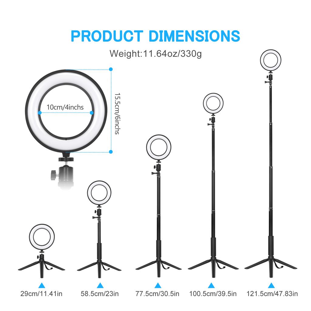 2Pack Desktop USB LED Video Lights Kit med 2 * Dimbar 6 Tommers LED Ring Light 5600K + 2 *