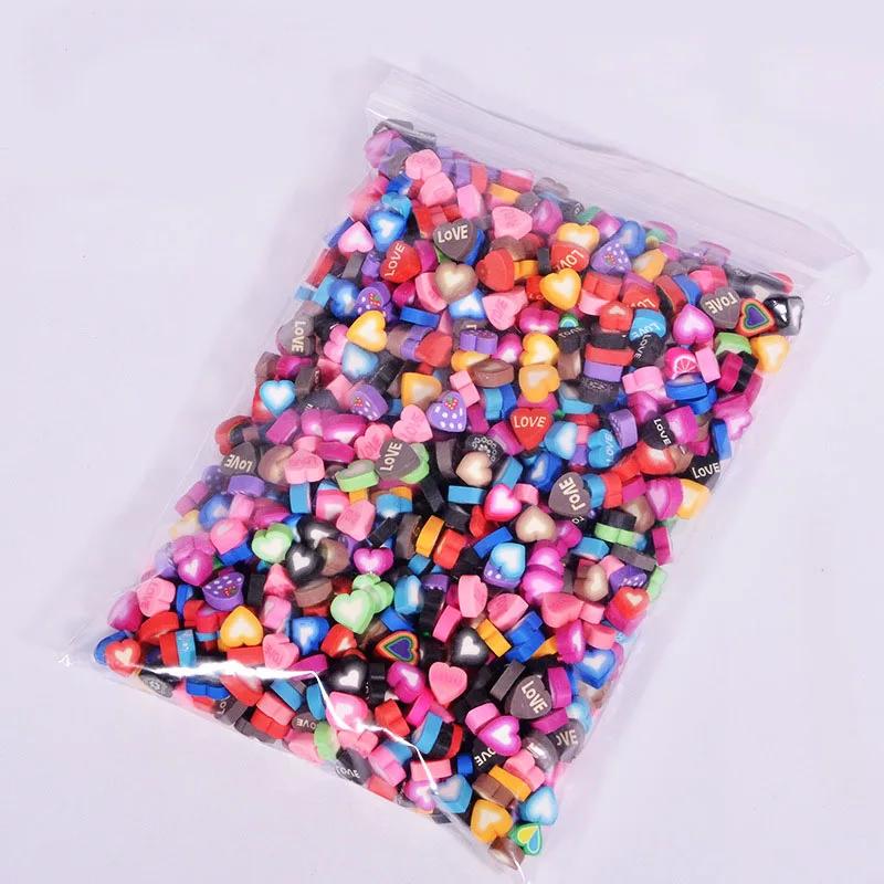 100Pcs/Lot 0.4cm Soft Pottery DIY Slime Fluffy Accessories Fruit slices Filler For Polymer Clay Toy For Children slime supplies