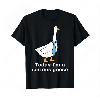 Serious Goose Funny Silly Goose Men's and Women's T-shirts Fashionable Gifts Men's Hats Short Sleeves