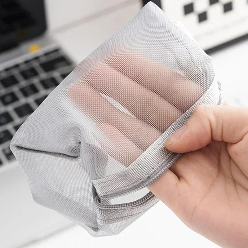 Large Capacity Key Bags Transparent Cosmetic Bag Square Mesh Storage Pouch Mini Zipper Coin Purse Small Wash Bag Stationery Case