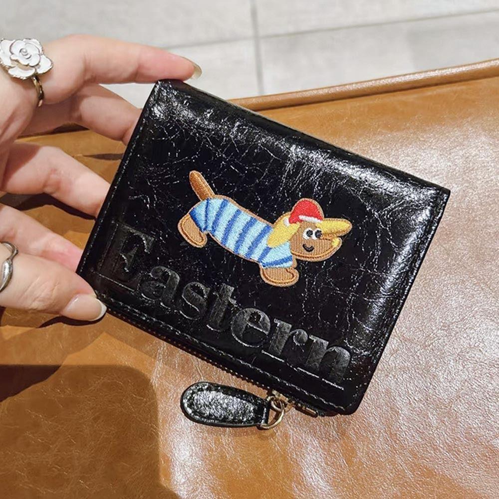 Fashion PU Leather Short Wallet Large Capacity Lightweight Card Bag Wallet Cute Cartoon Women Wallet