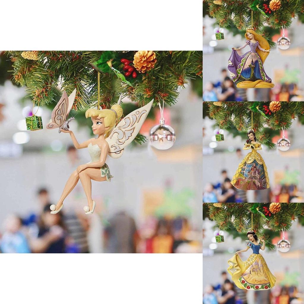 Delightful Cinderella Snow White Ariel Belle Rapunzel Acrylic Pendant Ornaments Xmas Tree Decor