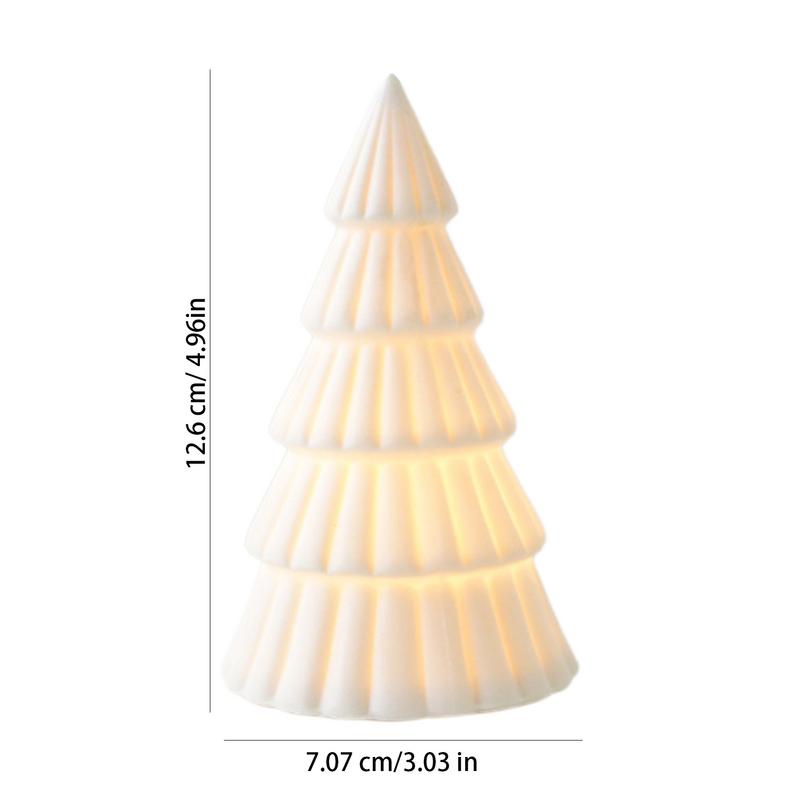 Ceramic Tree LED Christmas Decor Table Centerpieces Lighted Winter White Desktop Decoration For Shelf Desk Counter Living Room