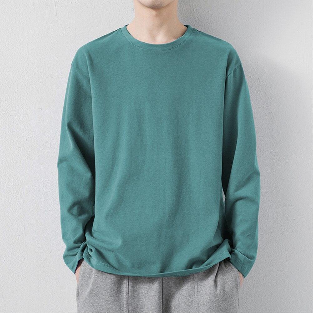 Herren-T-Shirt in Markenqualität aus 100 % Baumwolle, einfarbig, für Herren, mit langen Ärmeln, reine Farbe, Damen-T-Shirt, T-Shirts für Männer