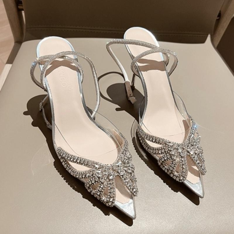 Ladies Sandals High Heel Pumps Shoes Summer New Rhinestone Flower Fashion Sexy Women Classic Wedding Shoes Bridal Pearl Sandals