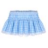 Unisex kvinner Menn Sissy Elastisk linning Blondekant Plissert kort Gingham A-linje miniskjørt
