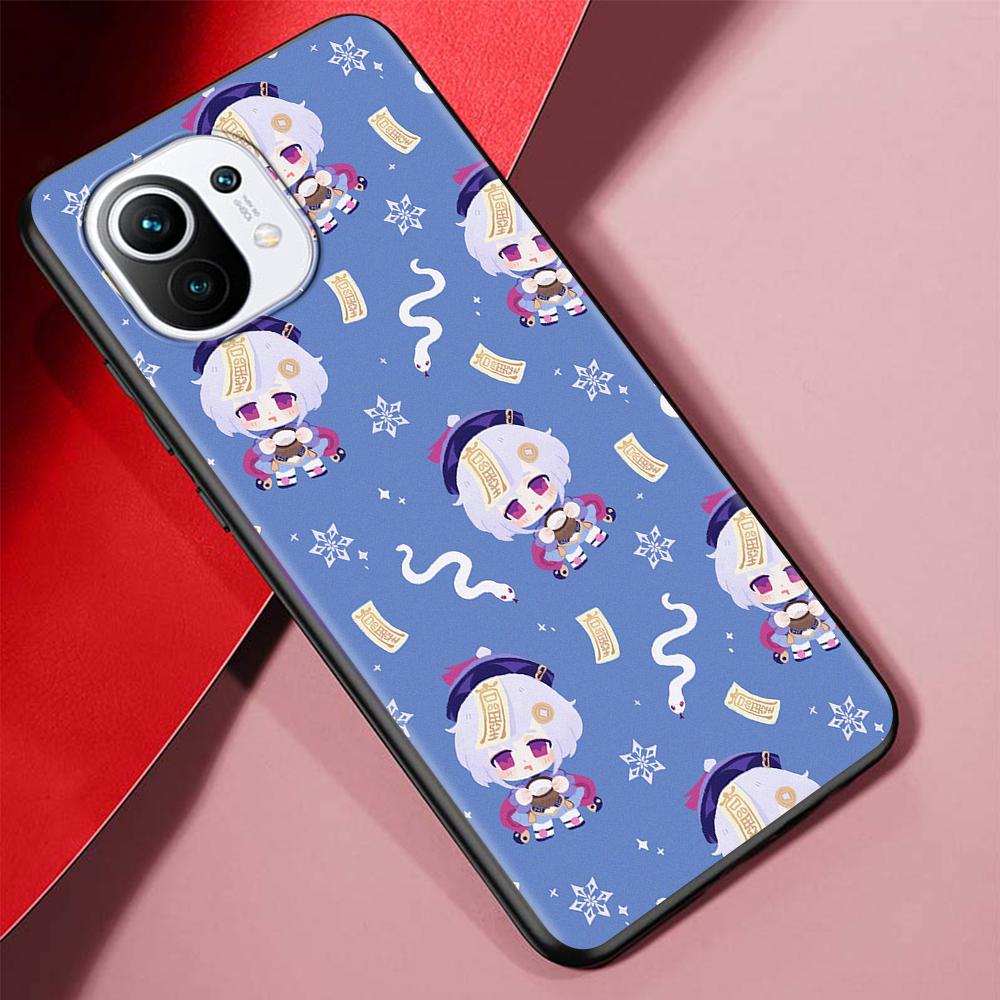 Cartoon Genshin Impact Case for Xiaomi Mi 11 Ultra 11T 10T 9T Pro Note 10 A2 9 8 Lite A3 CC9E 10S CC9 A1 Black Soft Phone Cover