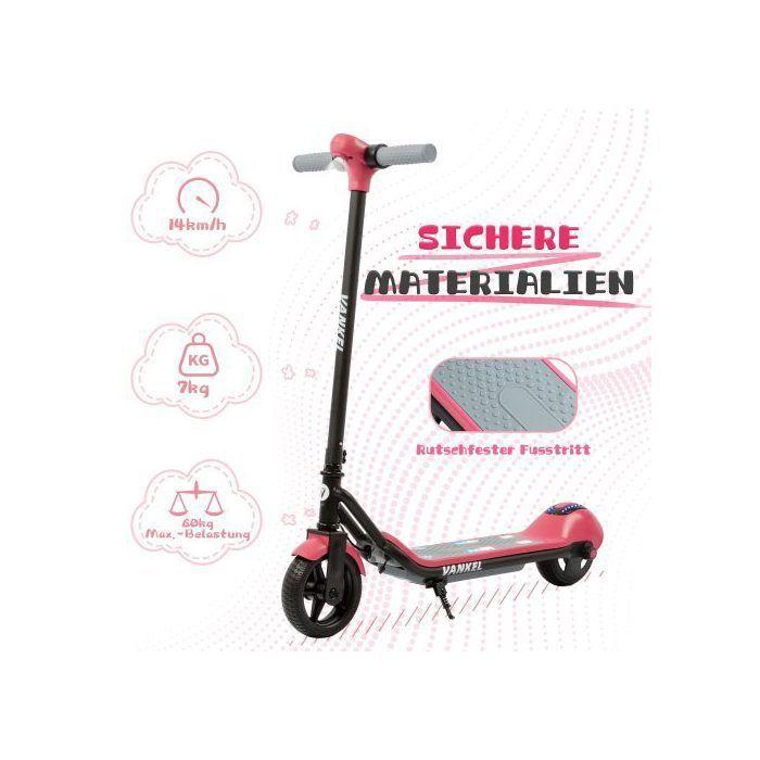 Elektrisk sparkcykel för barn - Leawin - Räckvidd 5 - 8 KM - Max 14 km/h - Bluetooth - Elektroniskt bromssystem - rosa