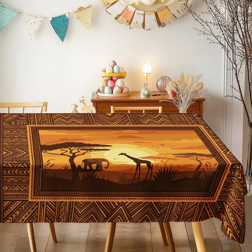 Tovaglia Rettangolare Tramonto Safari Africano per Decorazione Tavola Cucina Sala da Pranzo Impermeabile Riutilizzabile per Tavoli Matrimoni