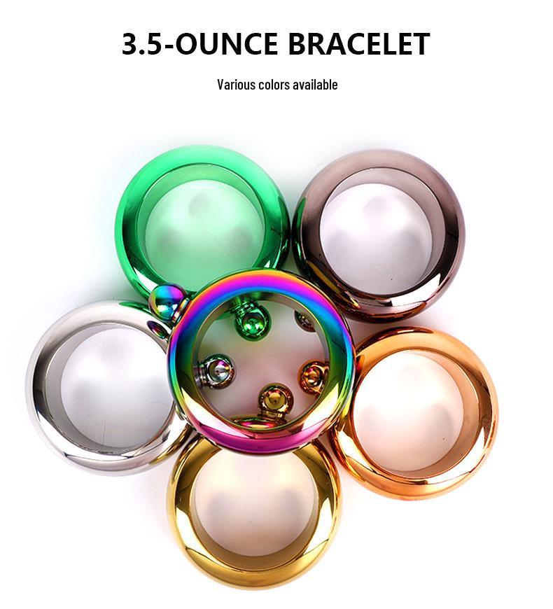 304 Stainless Steel Bracelet Flask, 3.5 Oz Round Portable Hip Flask