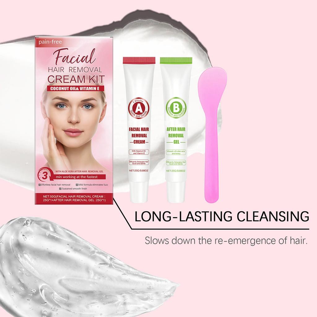 Facial Hair Removal Set, Facial Care, Hair Removal, Special Facial Hair Removal Cream, Lip Hair Removal, Gentle Facial Cleansing.