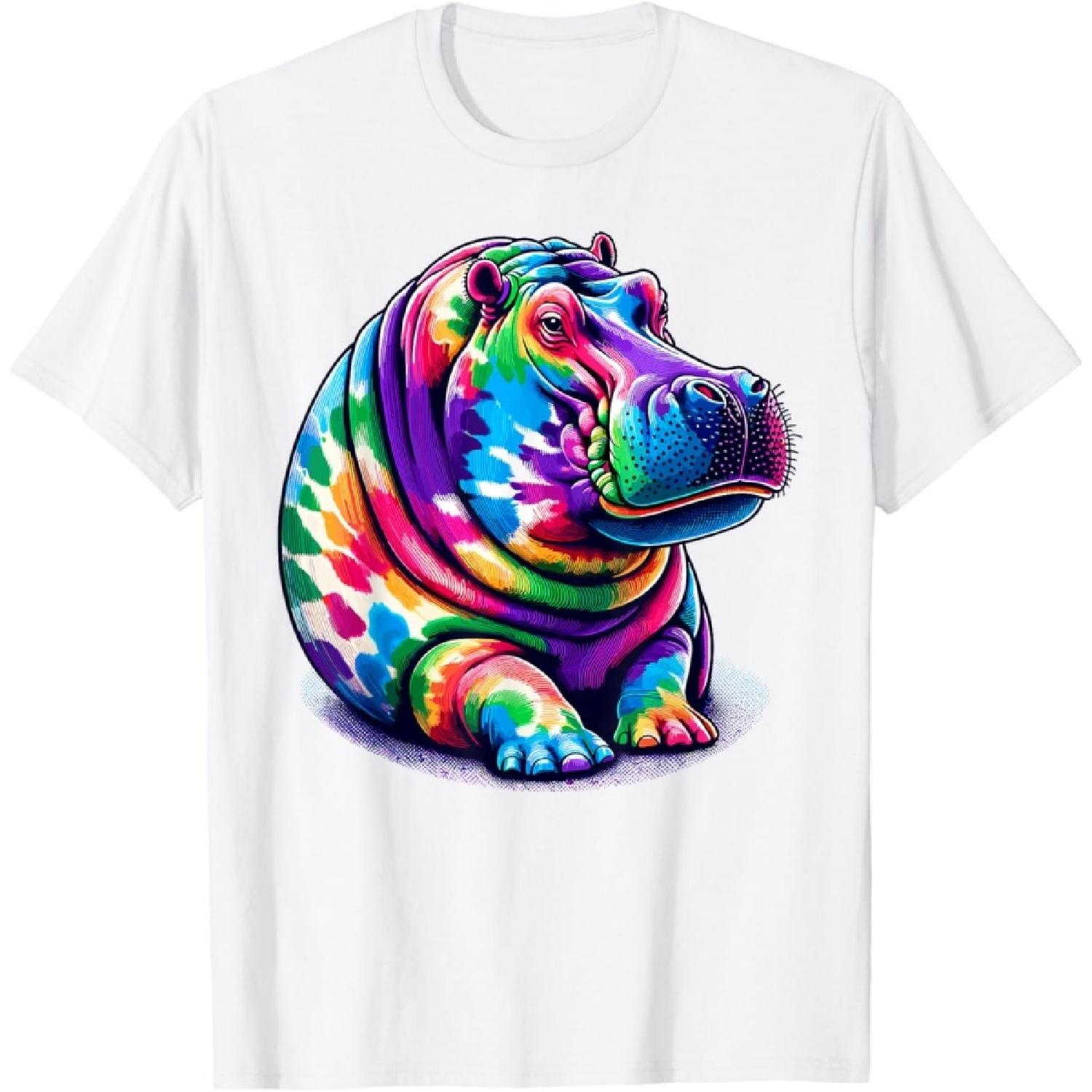 Tie Dye Hippo Lover Shirt Psychedelic Hippopotamus T-Shirt XXXXXL белый
