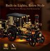 Retro Mechanical Steam Car Building Blocks Set with LED Lights MOC Vintage Home Decor Bricks Toy for Festival Gift