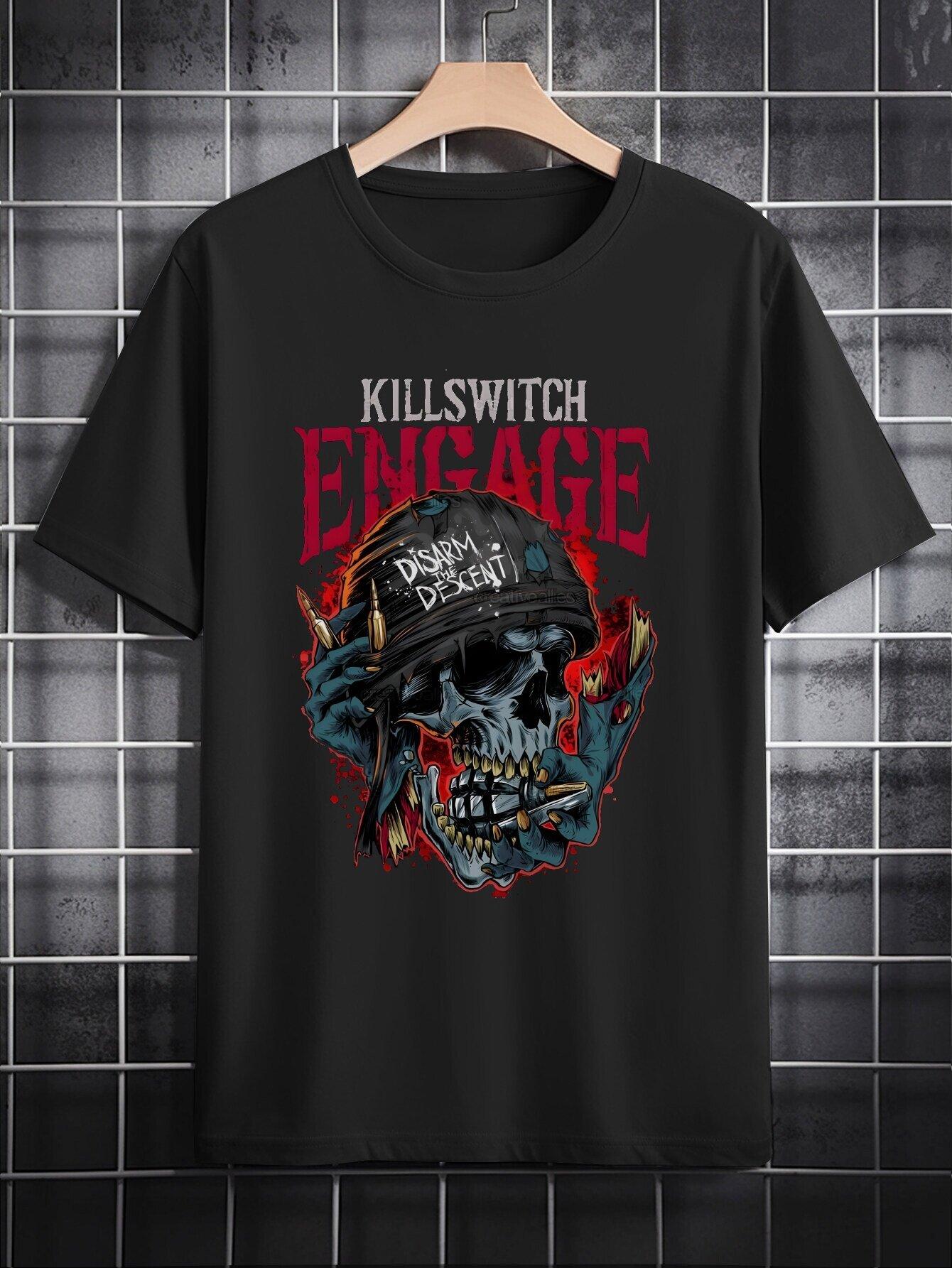 KILLSWITCH ENGAGE  Graphic Black T-shirt - Edgy Skull Design XXXL