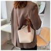 High Capacity Contrast Color Bucket Shoulder Bags  New Women's Basket Top Handle Bags Casual Commuter PU Leather Handbags