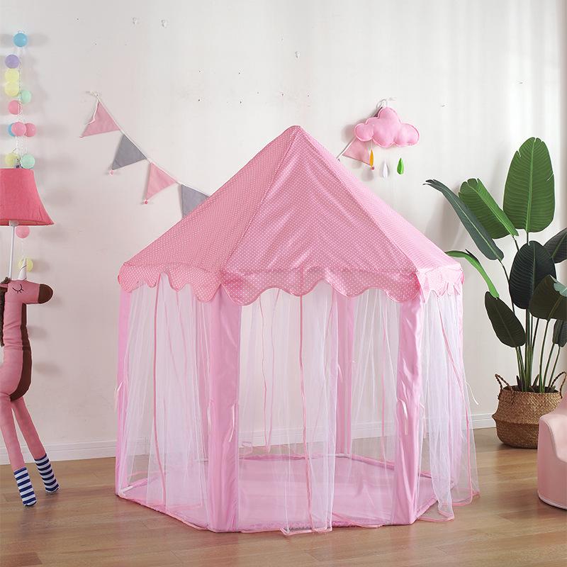 

Hexagonal Princess Indoor Play Tent for Girls - Castle Role-Playing & Sleep Space 140cm x 140cm x 135cm