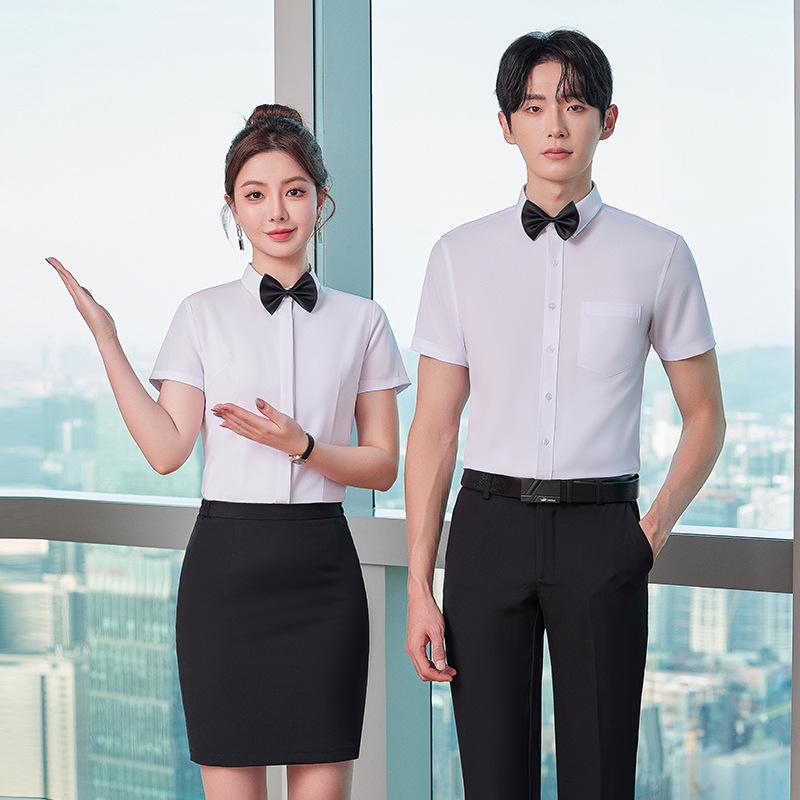 Unisex Long Sleeve Workwear Uniform for Hotel and Bank Employees - Spring/Fall Style Shirt Set