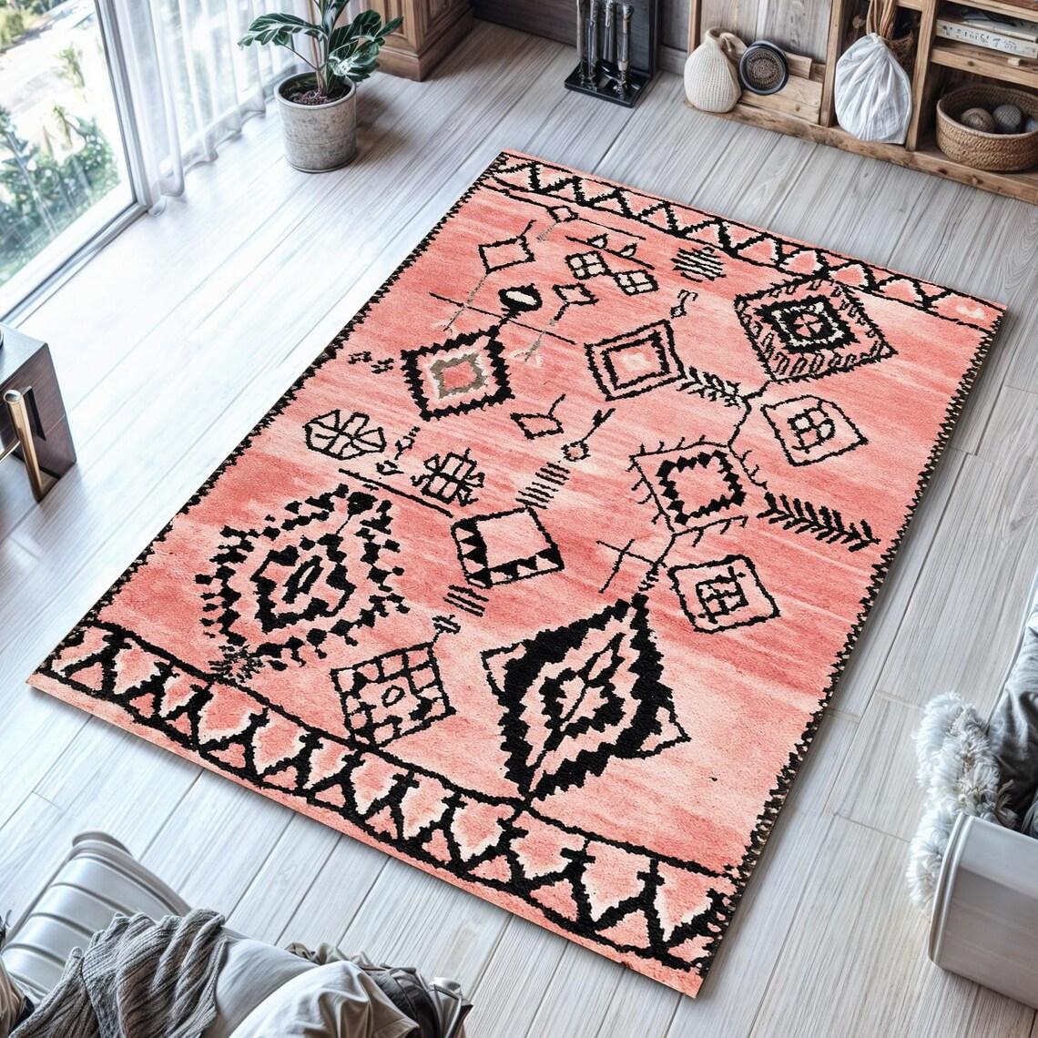 Дорогой розовый цветочный ковер Эстетика спальни, Современный ковер для гостиной, Кухни, Детской комнаты, Этнический ковер Ковер для помещений и улицы 40x60cm