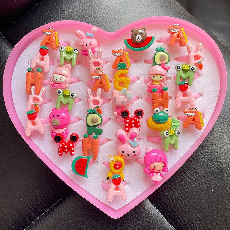 Children's ring little princess cute girl gemstone cartoon jewelry little girl baby shiny rhinestone ring