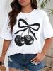 Cherry Print Womens Tshirt Women Loose Comfortable Tee Red Cherries Graphic Daily Streetwear Fashion Soft Top T Shirt