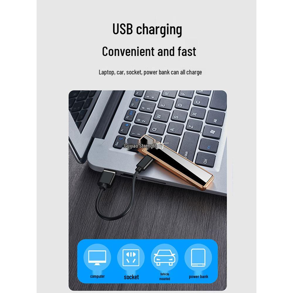 USB Rechargeable Silent Ultra-Thin Mini Lighter – Trendy TikTok Style for Men
