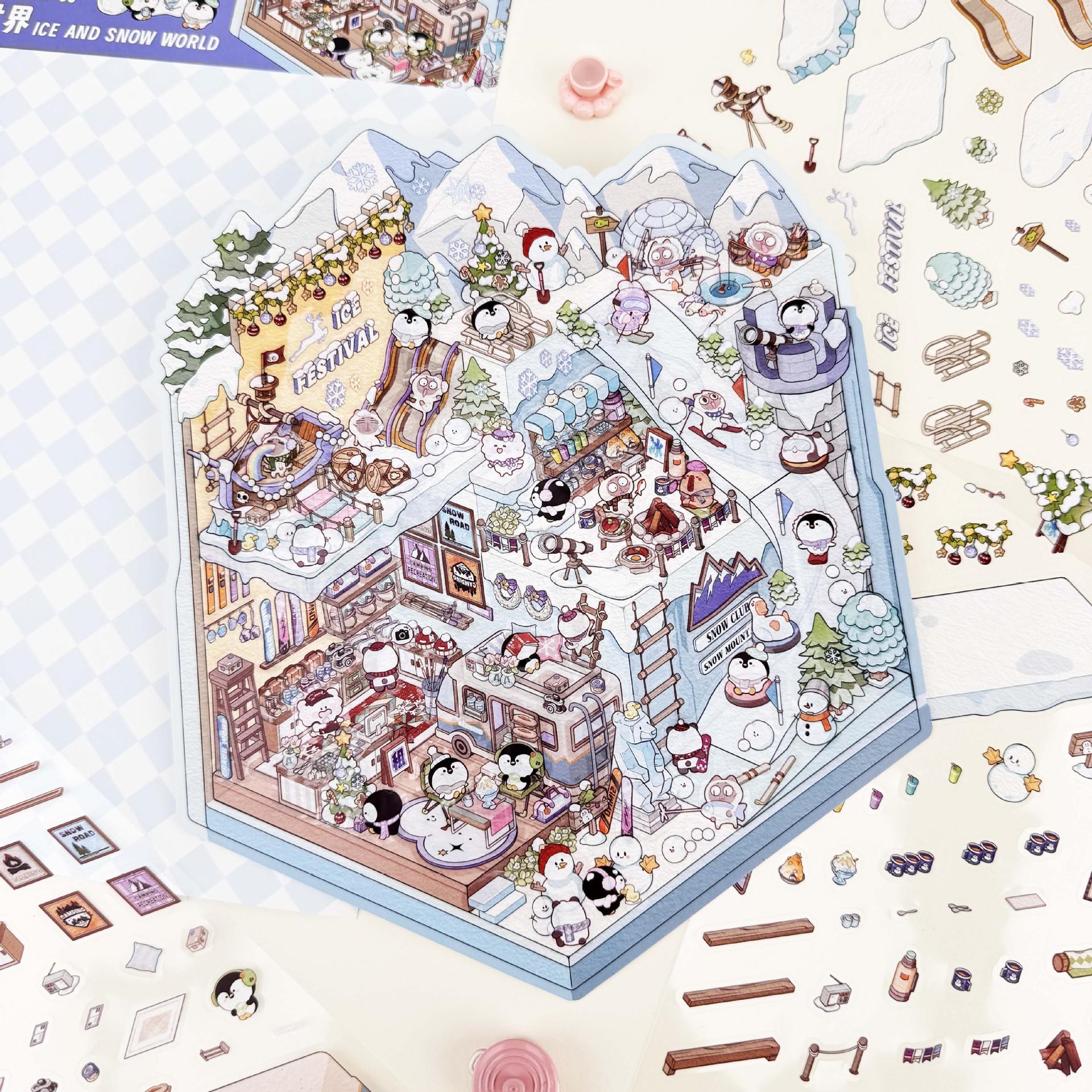 

Миниатюрная сцена на тему замка 3D Ландшафтные наклейки Визуальная укладка наклейки Рождественский подарок для детей