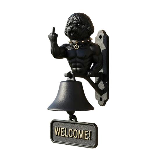 Middle Finger Muscle Dog Doorbell Vintage Puppy Welcome Door Bell Home Office Entrance Decorative Bell Pet Lover Gift