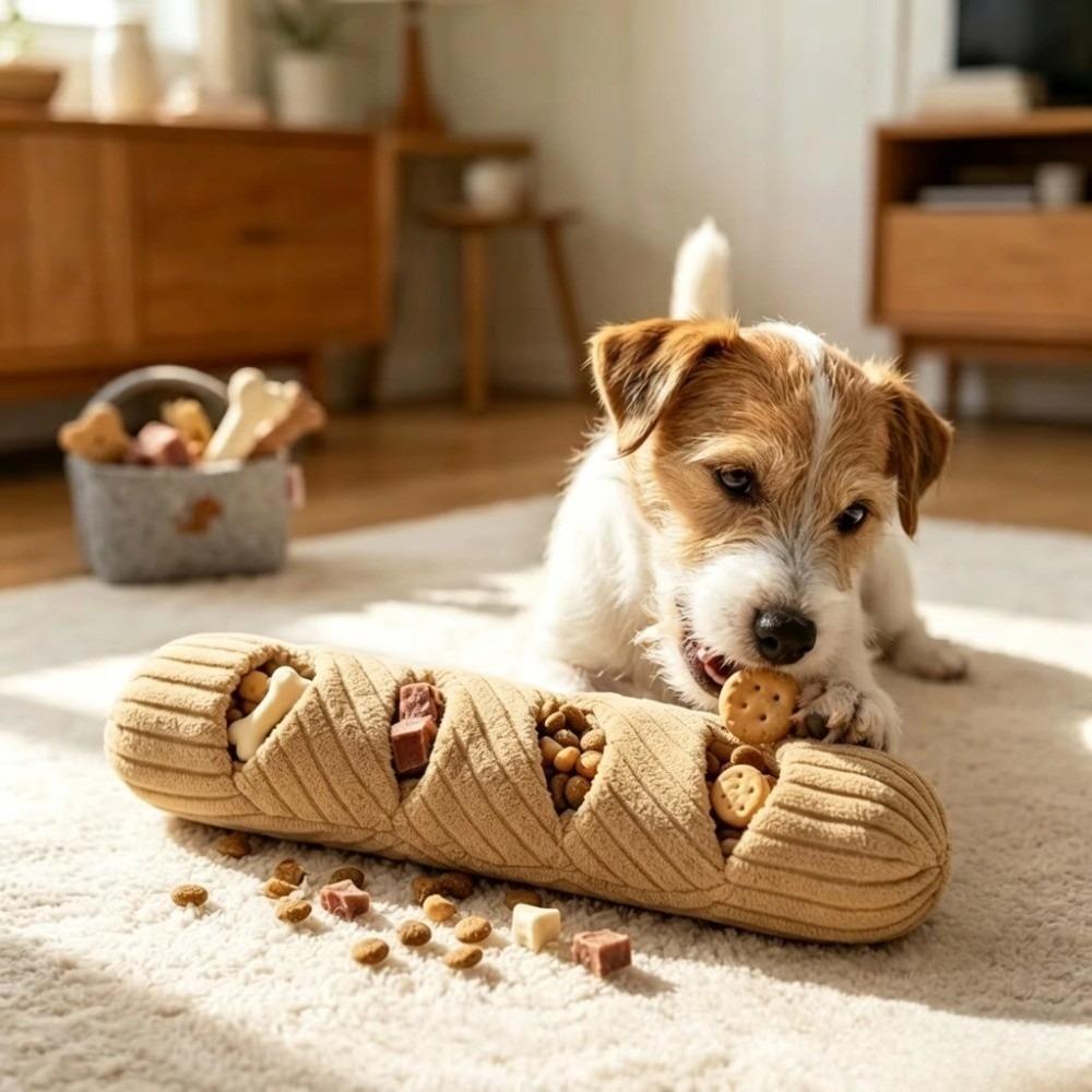 Baguette Squeaky Plush Toy Plush Treat Dispenser Toy Soft Dog Puzzle Toy For Small Medium Dogs