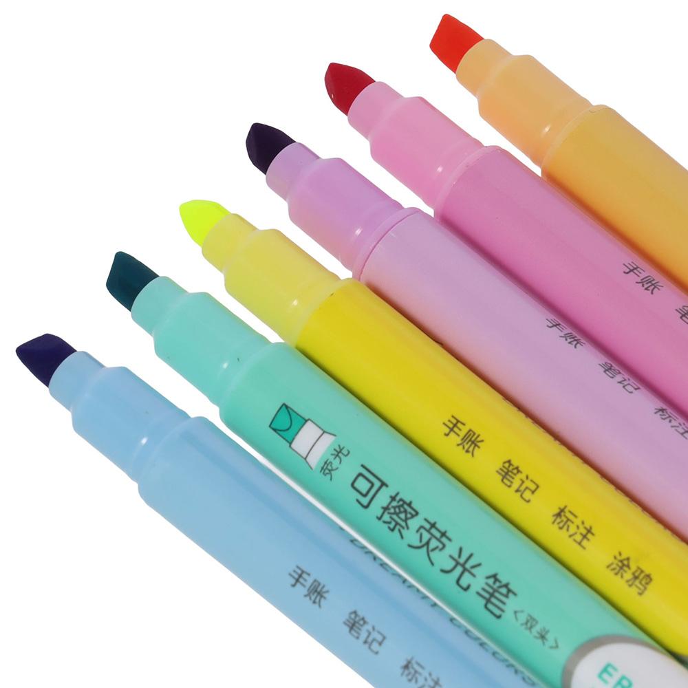6PCS Durable Creative Color Doodle Pen Multi-color Double Head Smooth Writing Highlighters