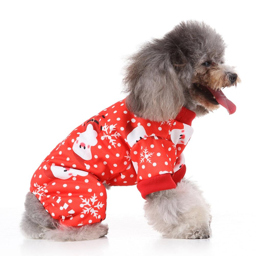 Pet Christmas Cloth Cute Santa Pattern Dog Clothes for Outdoor Walking Jogging Party Events Small Dog Apparel Size S