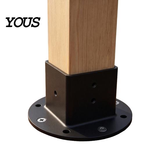 Wood Post Support 2" x Square Base, Heavy Duty Floor Flange Deck Fence Repair Bracket for 2 Inch Post, Railing, Porch Handrails, Mailbox Railing Mount