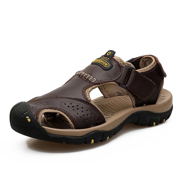 Fashion Genuine Leather Men Shoes Summer New Large Size Men's Sandals Men Sandals Fashion Sandals Slippers Big Size 38-47