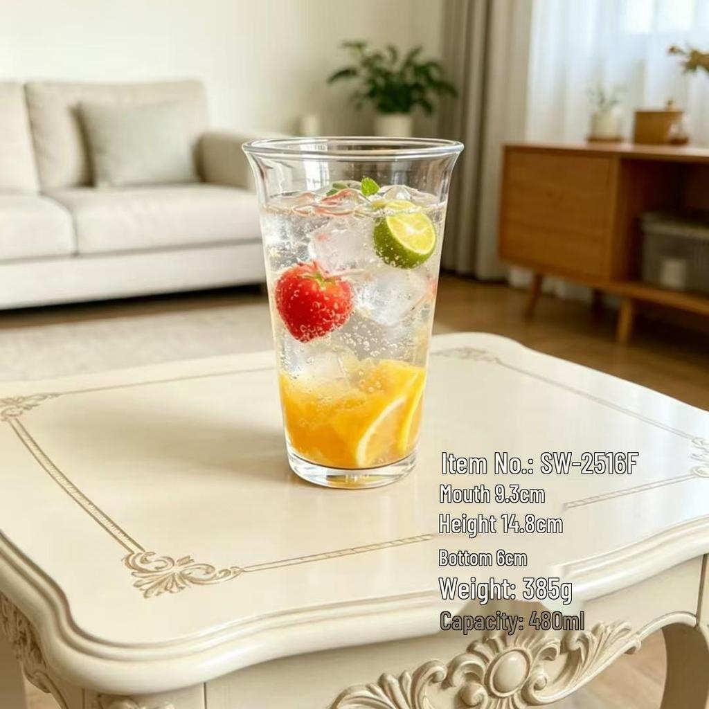 Durable High-Temperature Resistant Glass Cup for Coffee, Beverages, Milkshakes, and Breakfast, Explosion-Proof and Anti-Spill Design.