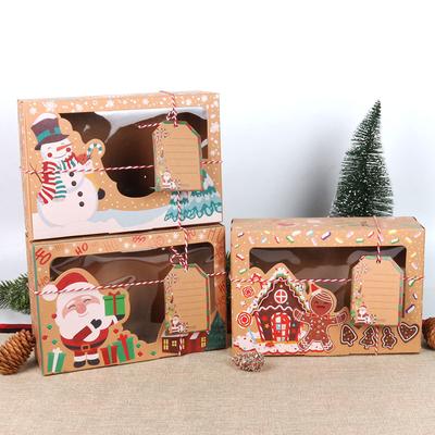Vánoční bonboniéry Dárkové krabičky z papíru Kraft Papírové krabičky na pamlsky na pekařství s průhledným okénkem Navidad dekor Vánoční dárková taška Noel